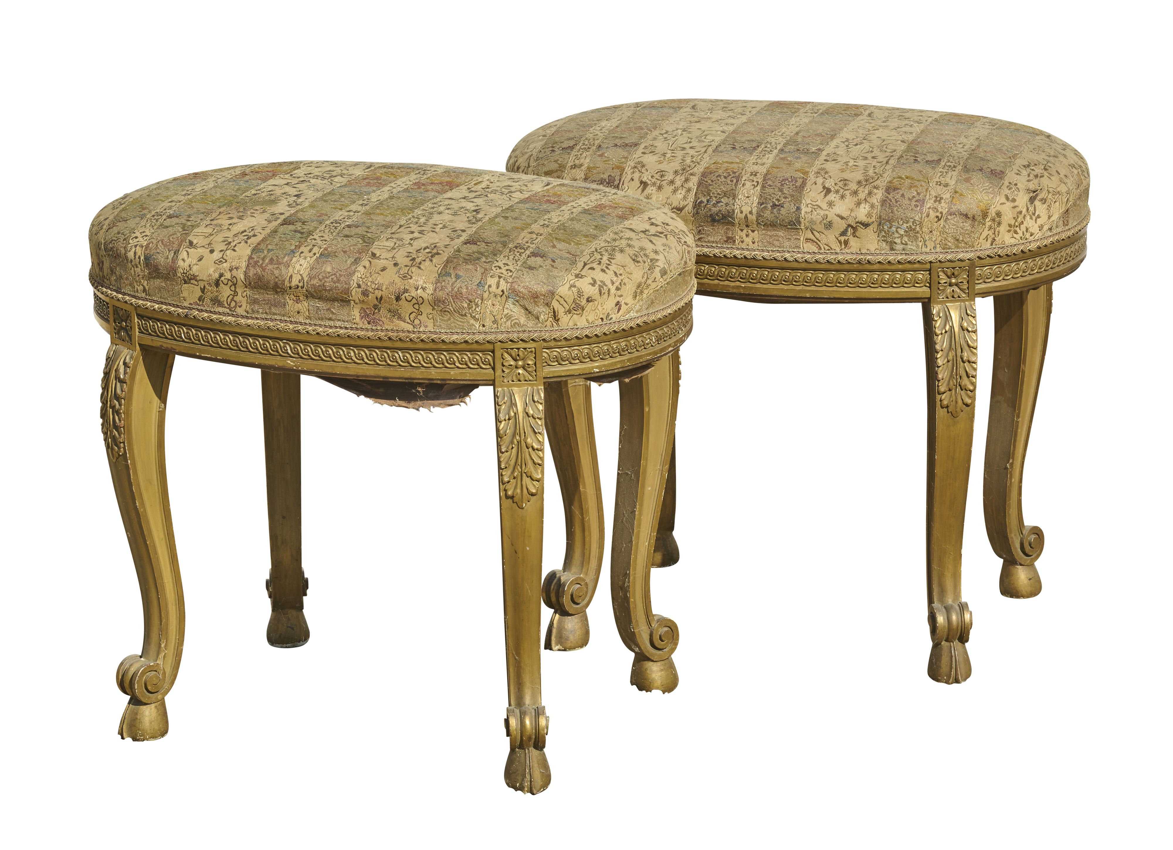 Paar Hocker im Louis XVI Stil, vergoldet Paar Hocker im Louis XVI Stil, vergoldet