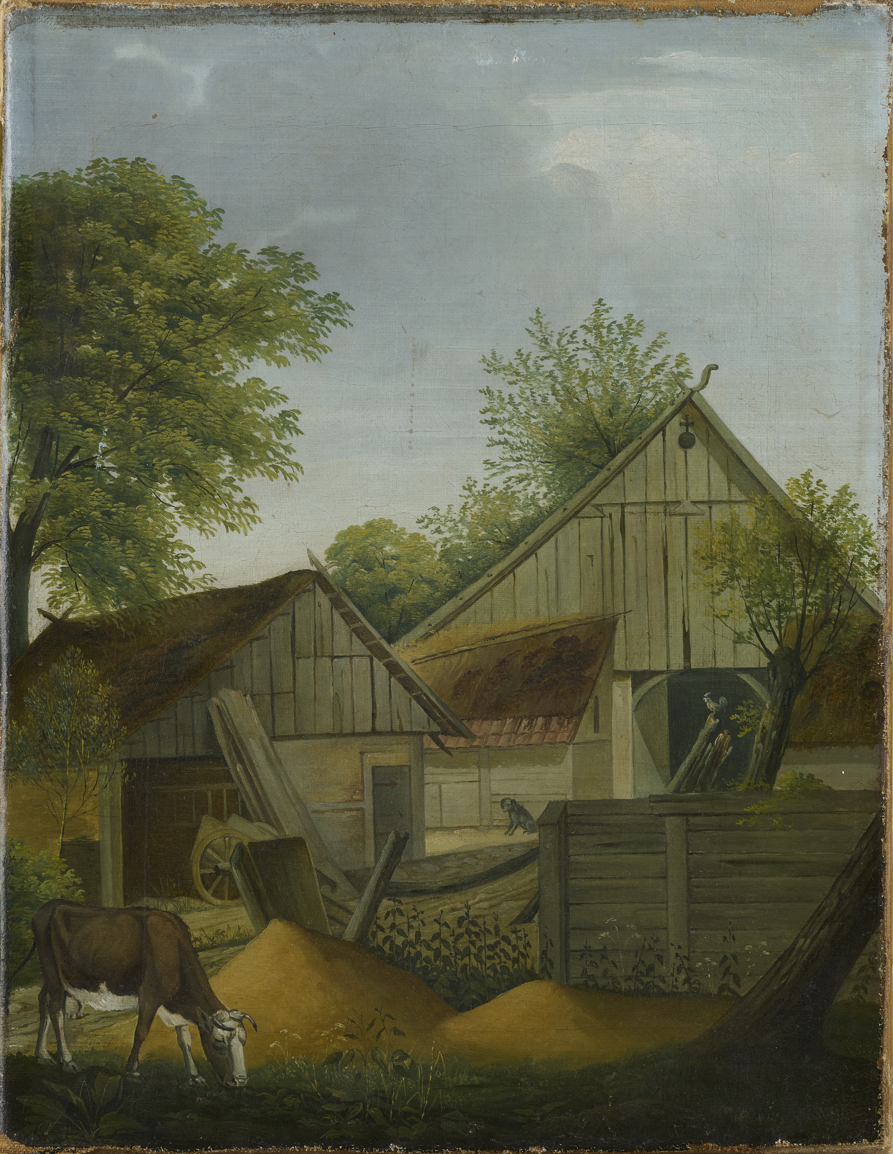 Maler der neuen Sachlichkeit, Blick auf einen Bauernhof Maler der neuen Sachlichkeit, Blick auf einen Bauernhof
