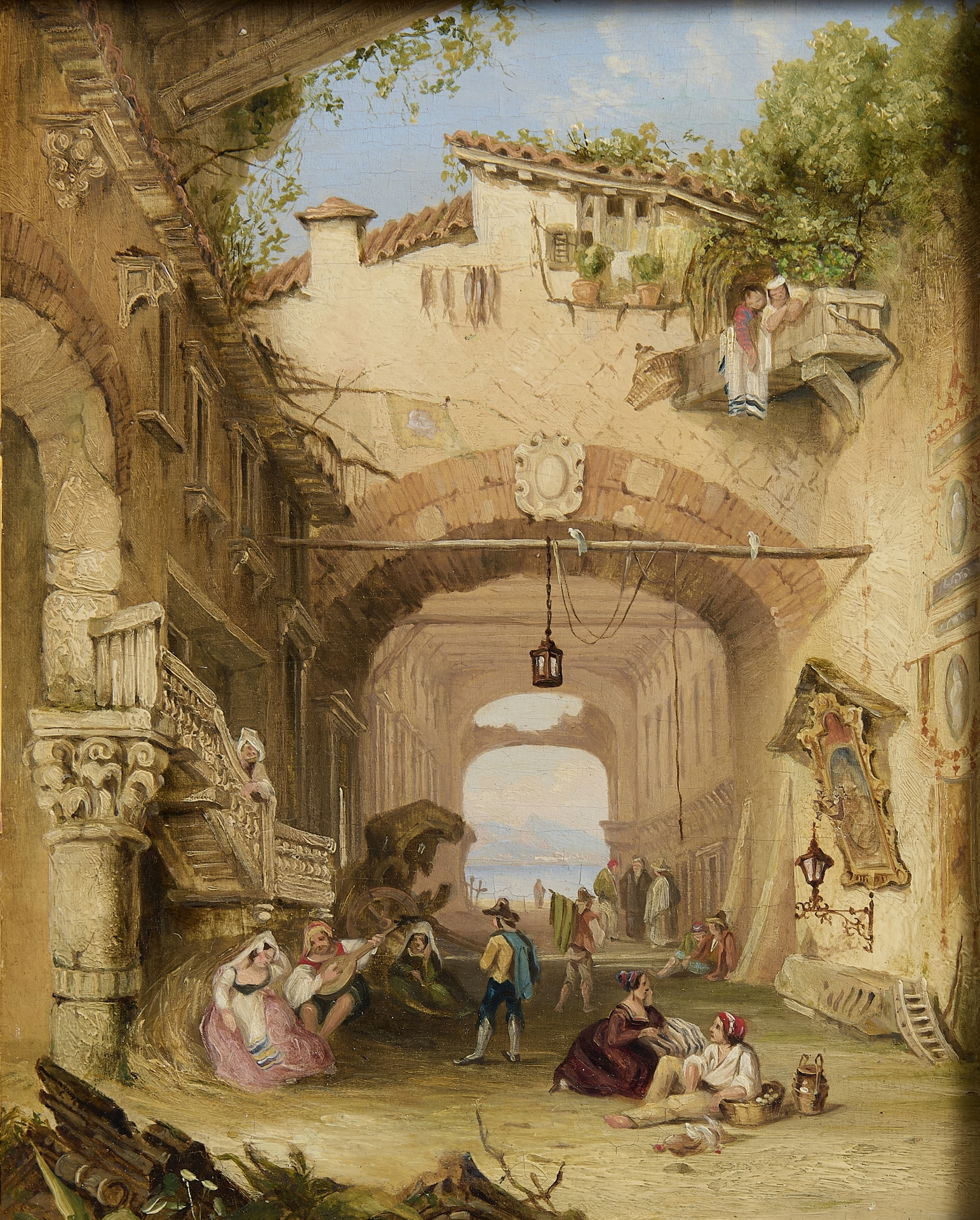 Unbekannter Meister 19. Jhdt., Blick in die Arkaden Unbekannter Meister 19. Jhdt., Blick in die Arkaden