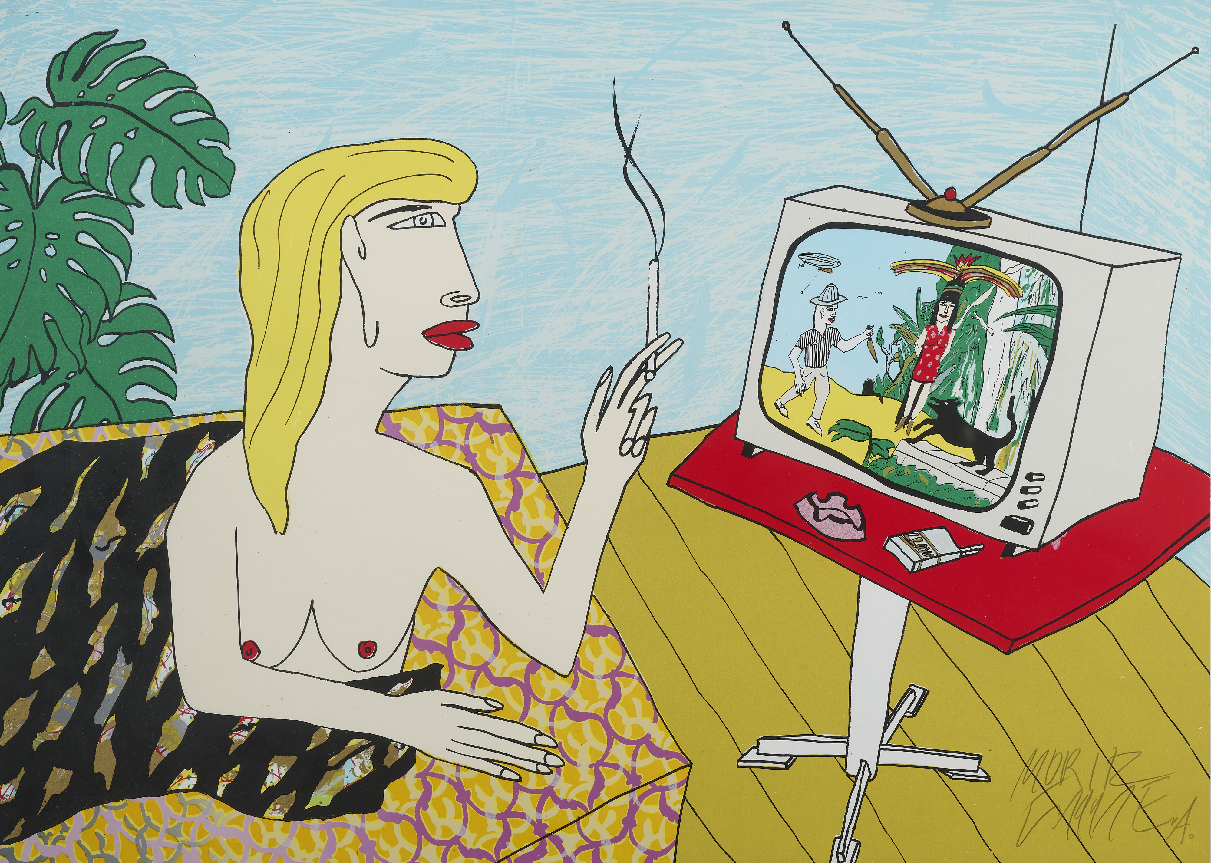 Dame beim Fernsehen Dame beim Fernsehen