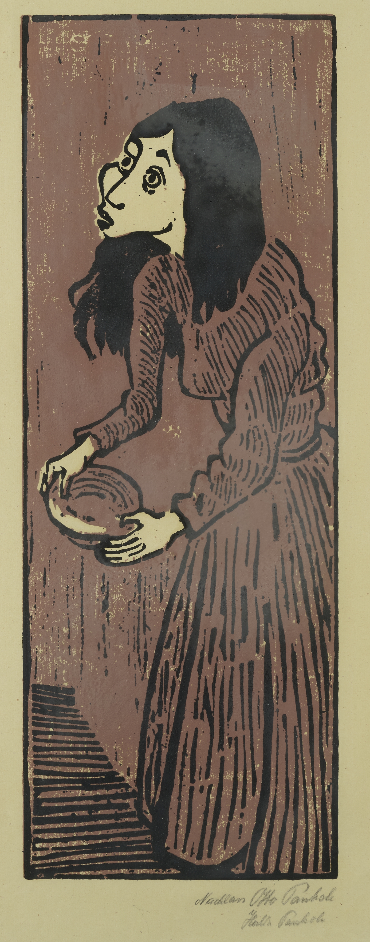 Frau mit Teller Frau mit Teller