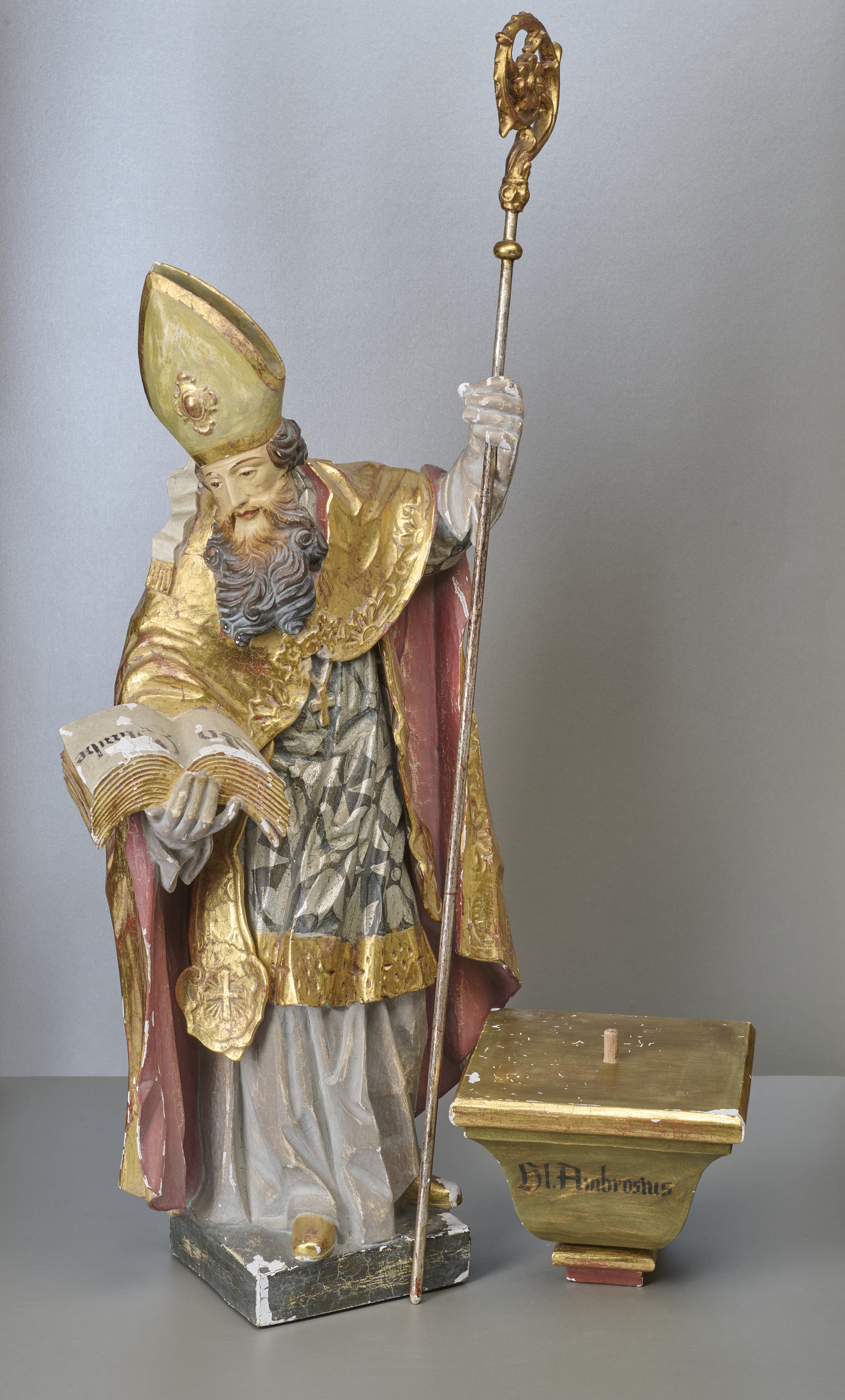 Holzskulptur, Heiliger Ambrosius Holzskulptur, Heiliger Ambrosius