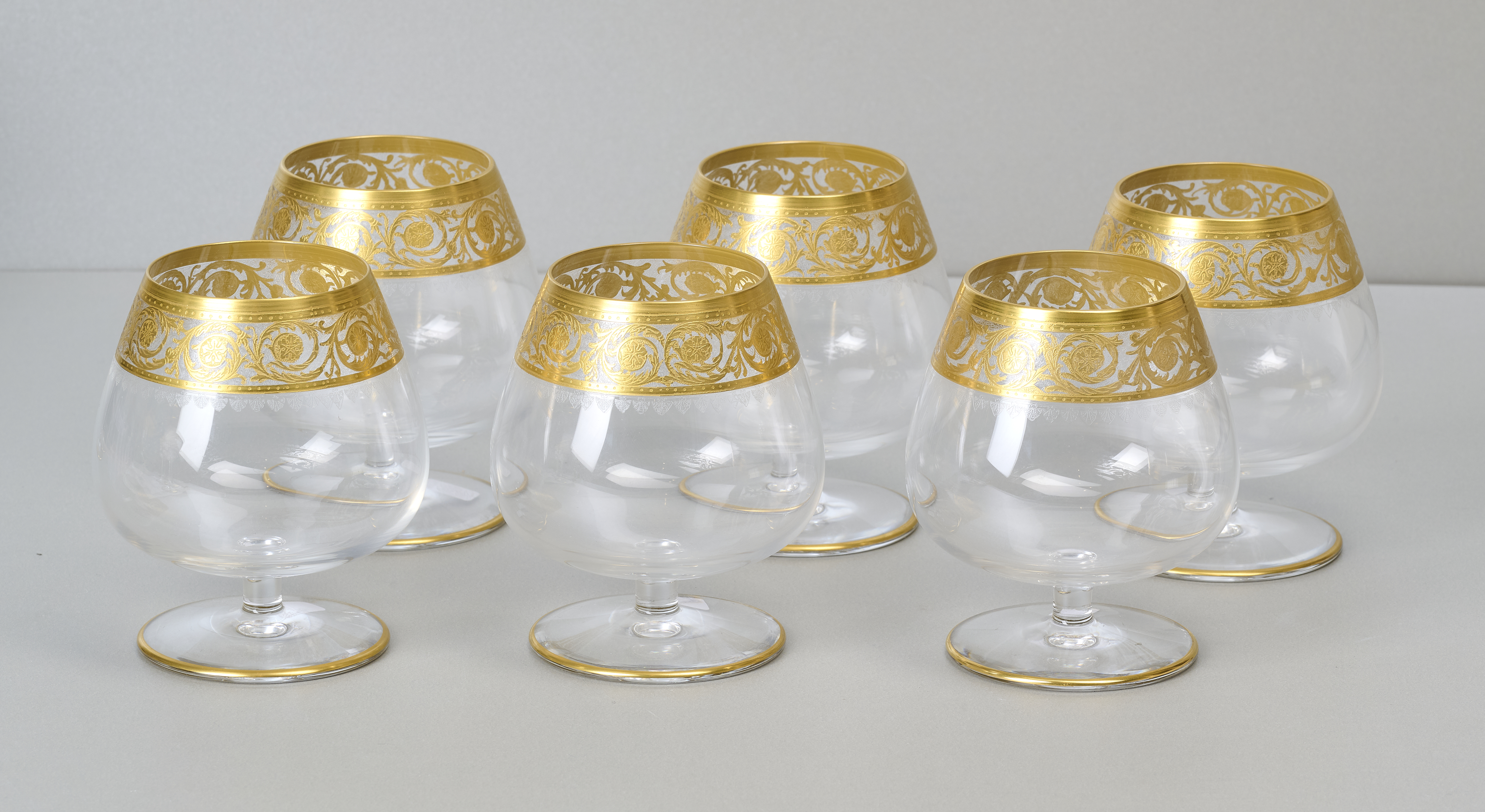 Saint Louis Thistle Gold, 6 Cognacschwenker, mit Ätzmarke Saint Louis Thistle Gold, 6 Cognacschwenker, mit Ätzmarke