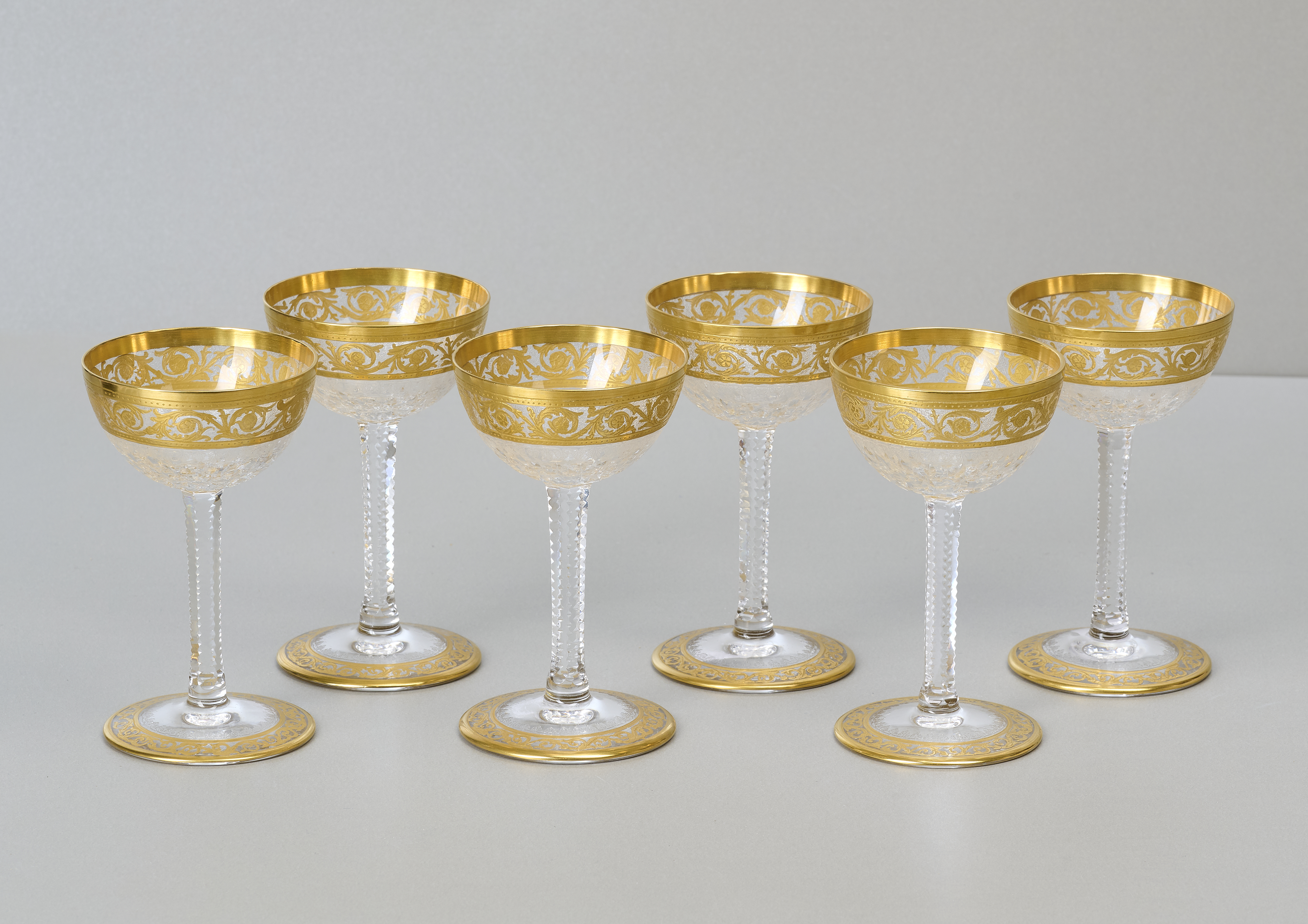 Saint Louis Thistle Gold, 6 Sherrygläser, mit Ätzmarke Saint Louis Thistle Gold, 6 Sherrygläser, mit Ätzmarke