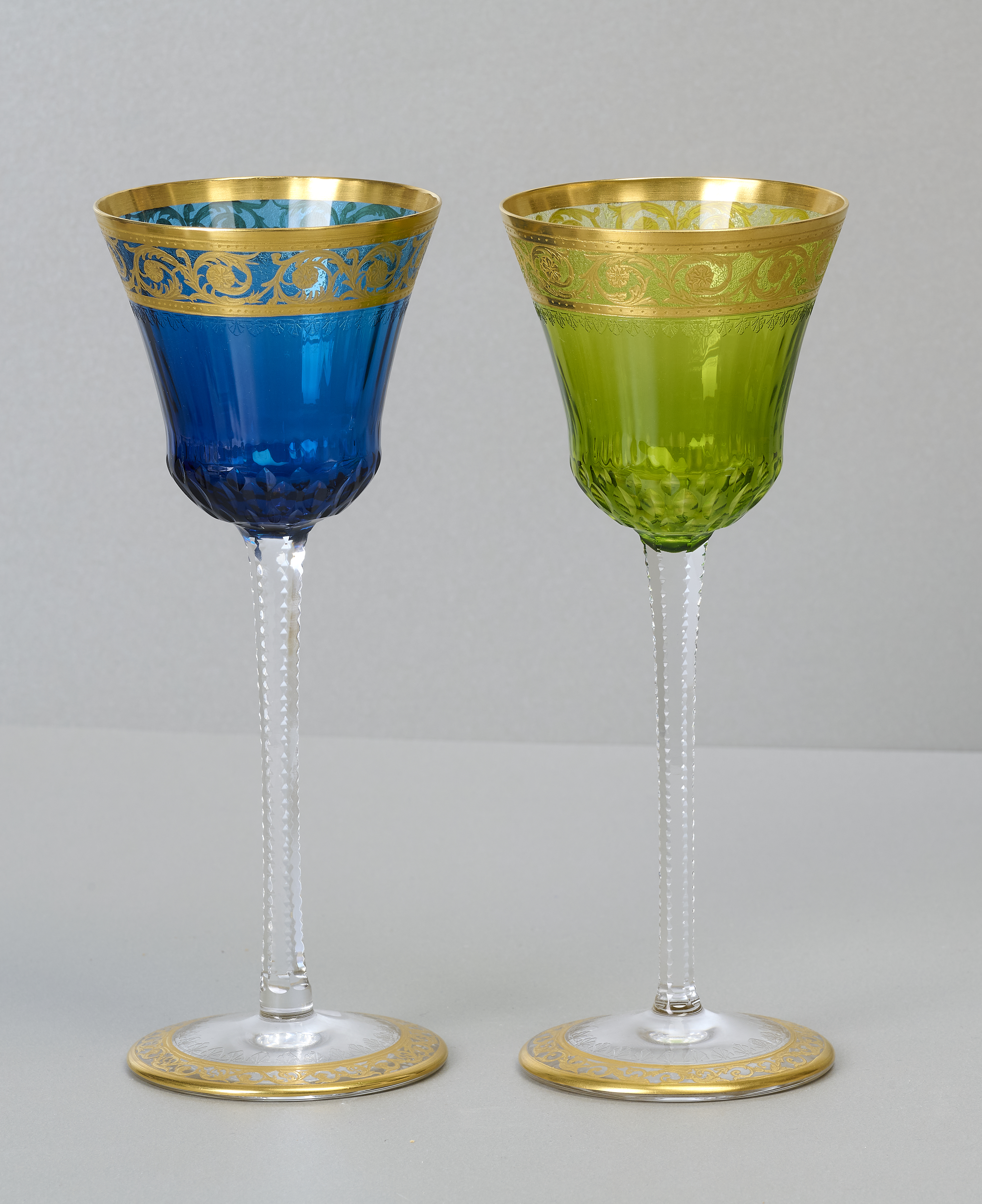 Saint Louis Thistle Gold, 2 Gläser blau und grün Saint Louis Thistle Gold, 2 Gläser blau und grün