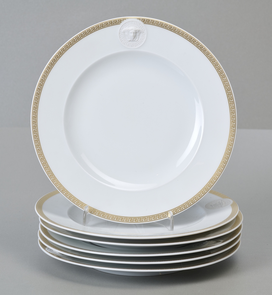 Rosenthal Versace Ikarus, Medaillon Meandre d´or, 6 Teller
