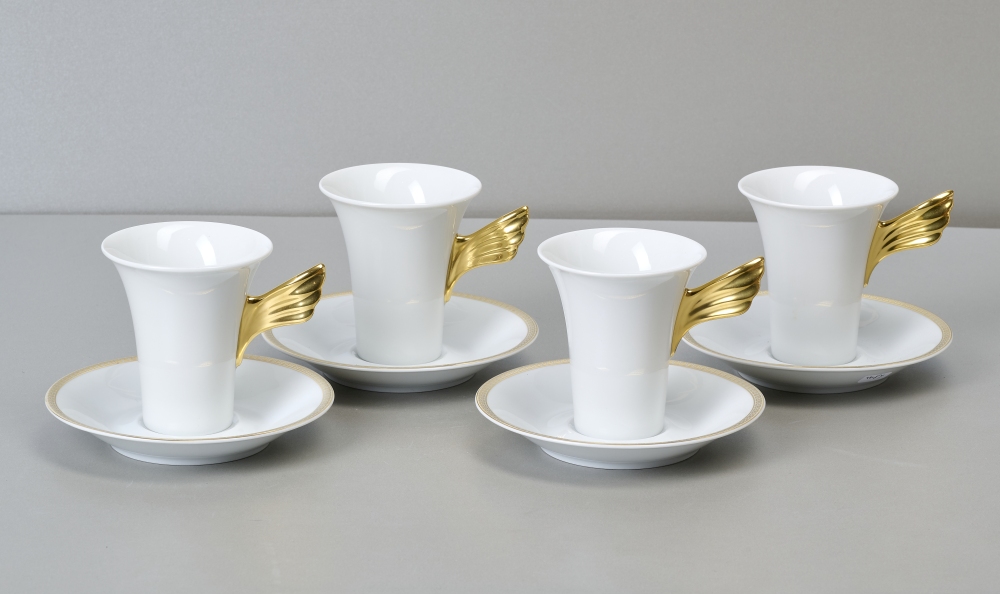Rosenthal Versace Ikarus, Medaillon Meandre d´or, 4 Kaffeegedecke Rosenthal Versace Ikarus, Medaillon Meandre d´or, 4 Kaffeegedecke