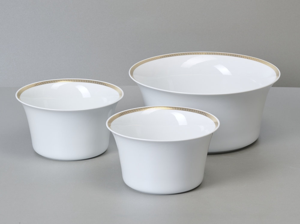 Rosenthal Versace Ikarus, Medaillon Meandre d´or, 3 Schüsseln Rosenthal Versace Ikarus, Medaillon Meandre d´or, 3 Schüsseln