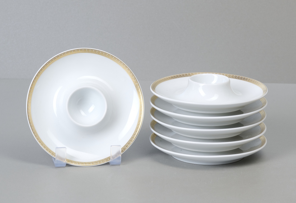 Rosenthal Versace Ikarus, Medaillon Meandre d´or, 6 Eierbecher Rosenthal Versace Ikarus, Medaillon Meandre d´or, 6 Eierbecher