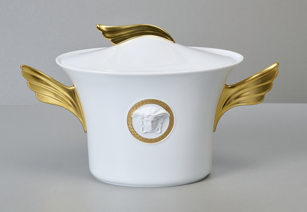 Rosenthal Versace Ikarus, Medaillon Meandre d´or, großeTerrine Rosenthal Versace Ikarus, Medaillon Meandre d´or, großeTerrine