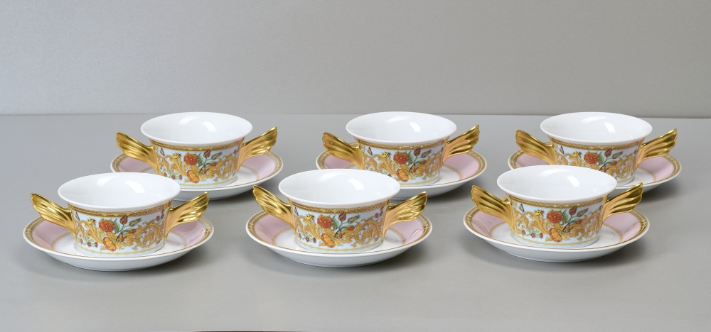 Rosenthal Versace Ikarus, Le Jardin des Papillons, 6 Suppentassen Rosenthal Versace Ikarus, Le Jardin des Papillons, 6 Suppentassen