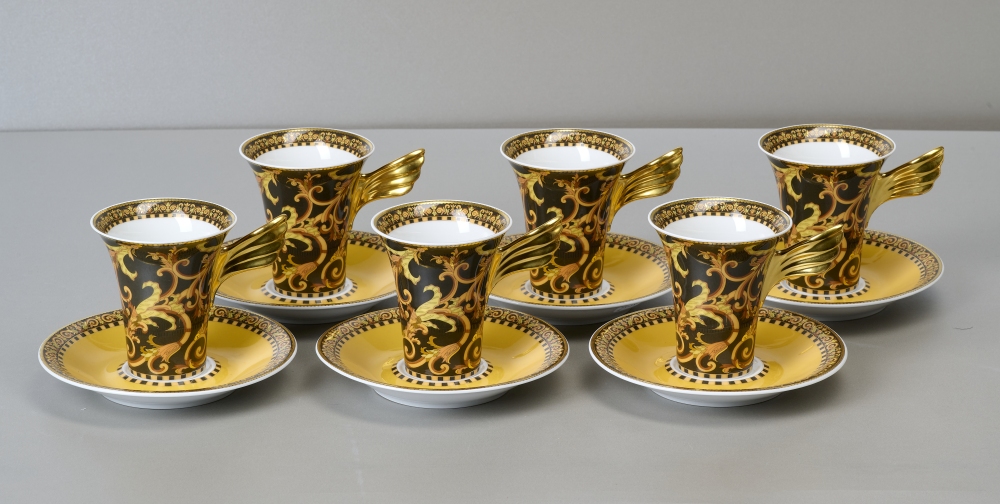 Rosenthal Versace, Barocco, 6 Kaffeegedecke Rosenthal Versace, Barocco, 6 Kaffeegedecke