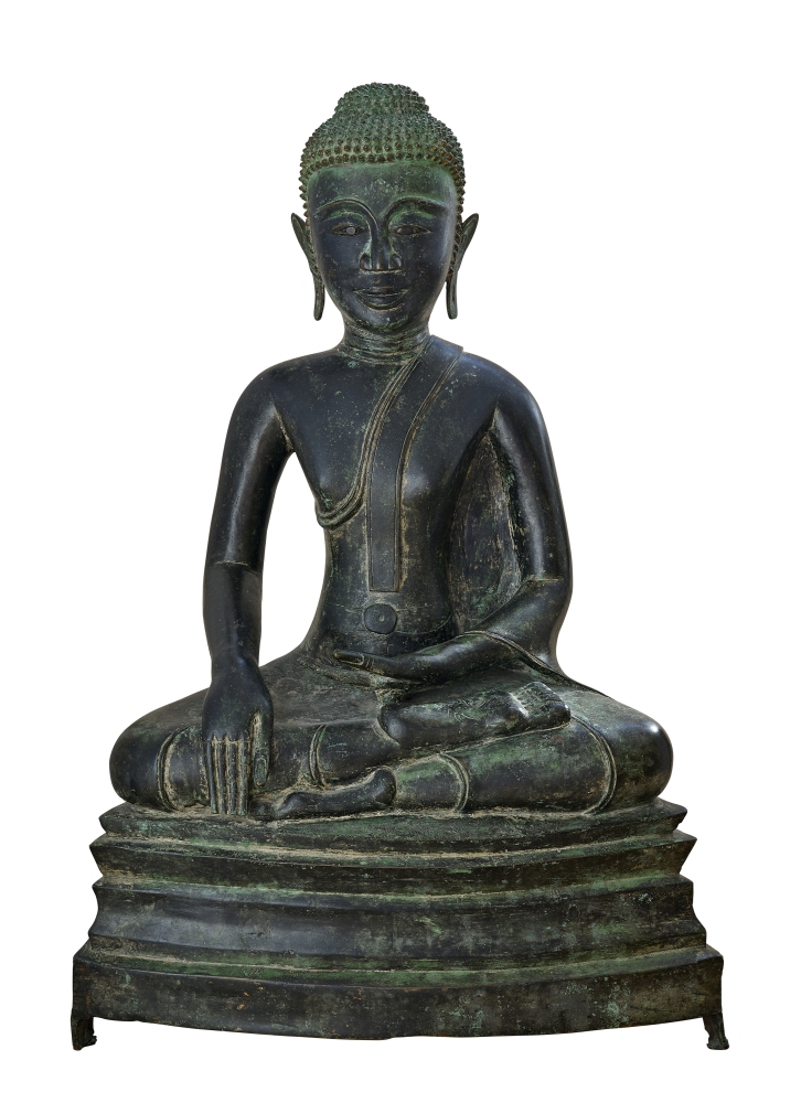 Große Buddhaskulptur, Bronze, Thailand, wohl 18. Jhdt. Große Buddhaskulptur, Bronze, Thailand, wohl 18. Jhdt.