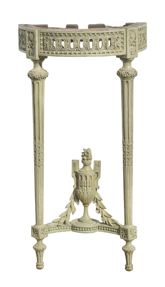 Louis XV Konsole, grüngrundig, 18. Jhdt. ohne Marmorplatte