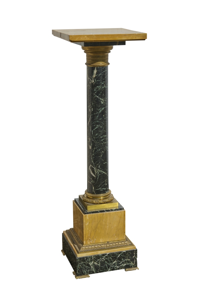 Marmorsäule, Frankreich, 19. Jhdt., mit Bronzeornamenten