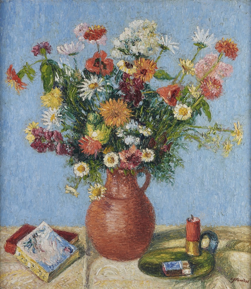 Expressives Blumenstilleben, Höseler Künstler Expressives Blumenstilleben, Höseler Künstler