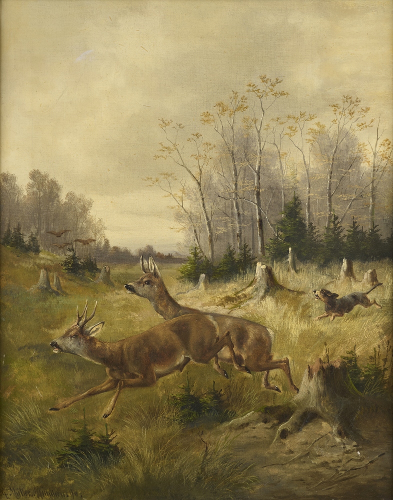 Verfolgtes Wild, Boetticher Malerwerke, Bremer Kunstausstellung 1890 Verfolgtes Wild, Boetticher Malerwerke, Bremer Kunstausstellung 1890