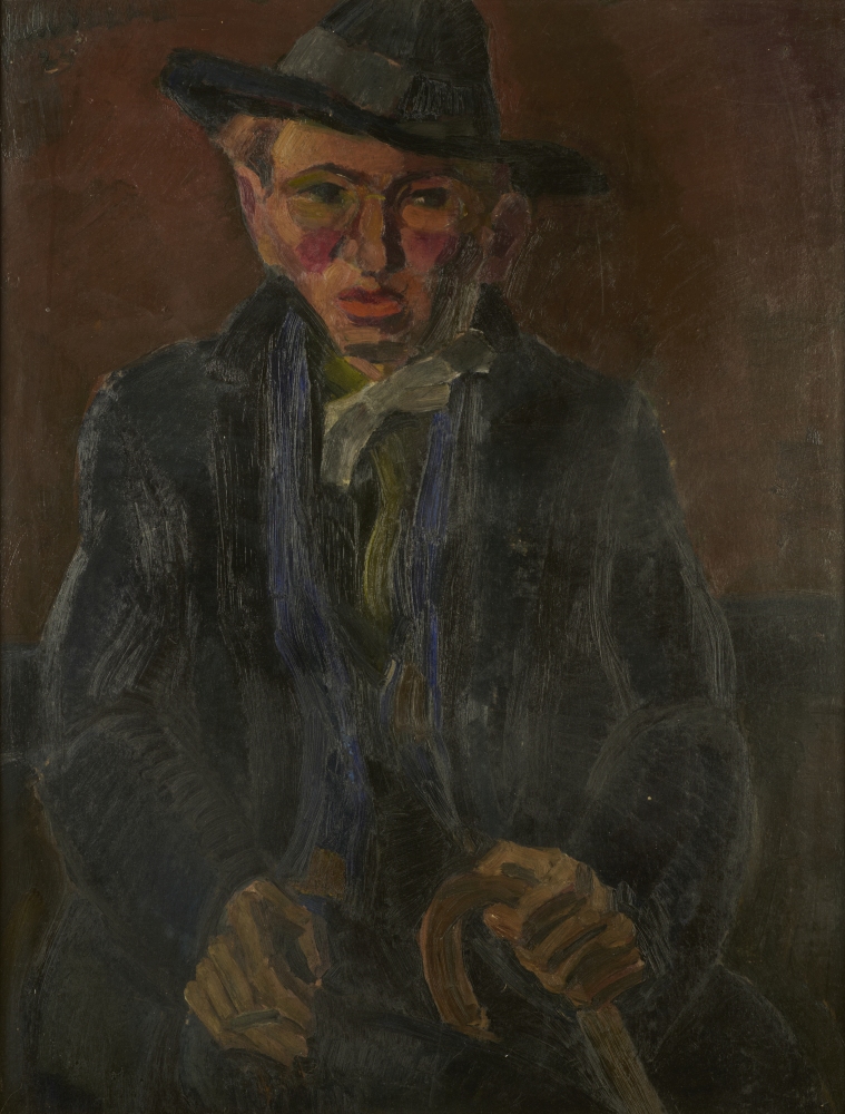 Unbekannter Expressionist, signiert und datiert 1923, Mann mit Hut
