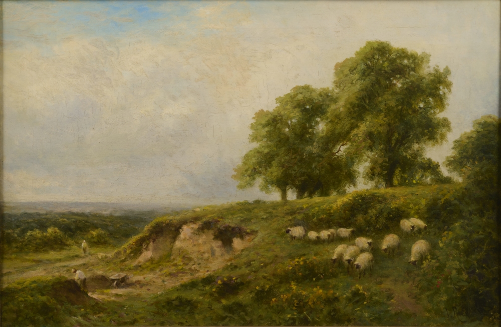 Meerlandschaft mit Schafsherde, signiert
