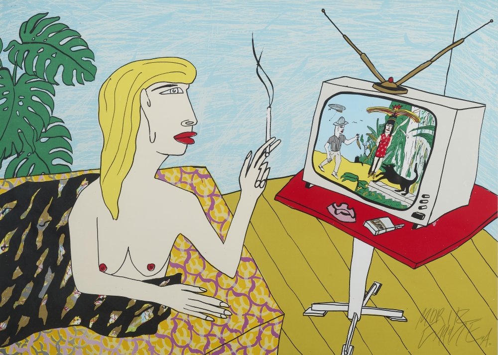 Dame beim Fernsehen Dame beim Fernsehen