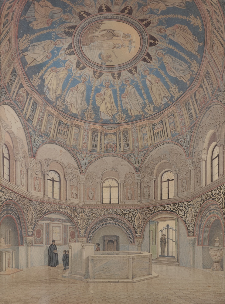 Chromolithographie, San Giovanni in Fonte, Battistero in Ravenna Chromolithographie, San Giovanni in Fonte, Battistero in Ravenna