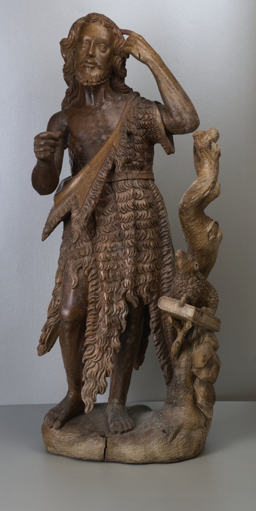 Große Holzskulptur Johannes des Täufers, 16./17. Jhdt. Große Holzskulptur Johannes des Täufers, 16./17. Jhdt.
