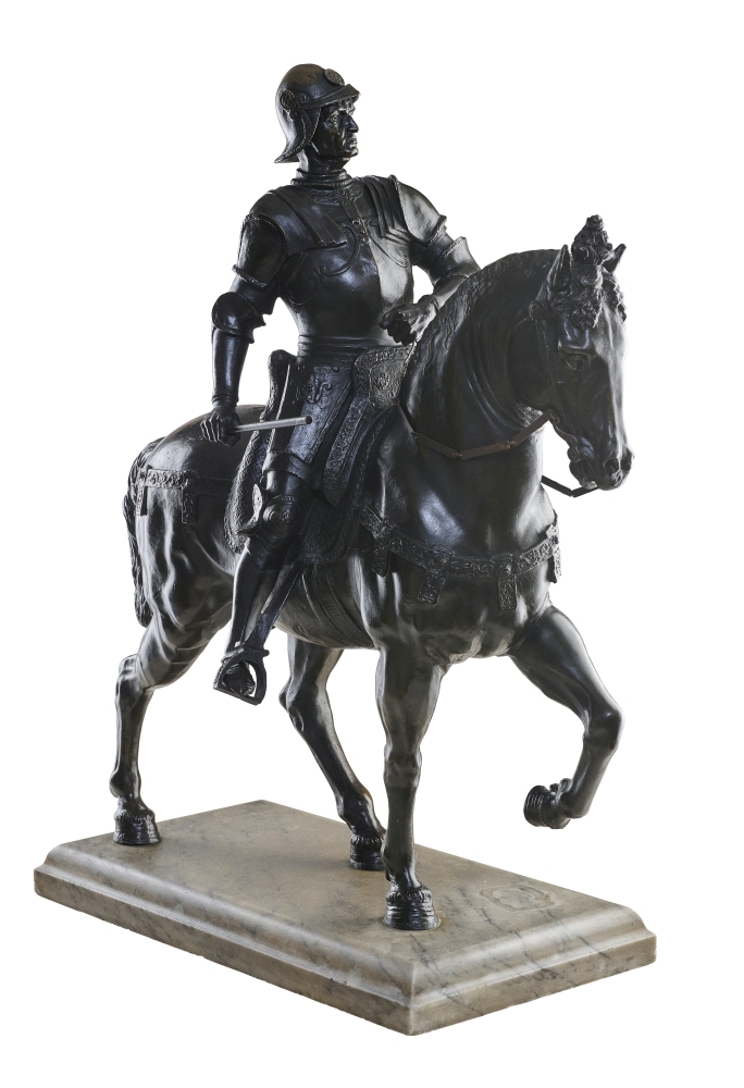 Schwere, übergroße Bronzeskulptur des Bartolomeo Colleoni Schwere, übergroße Bronzeskulptur des Bartolomeo Colleoni