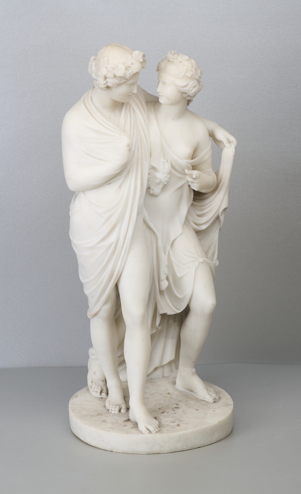 Marmorskulptur eines Paares, 19. Jhdt.