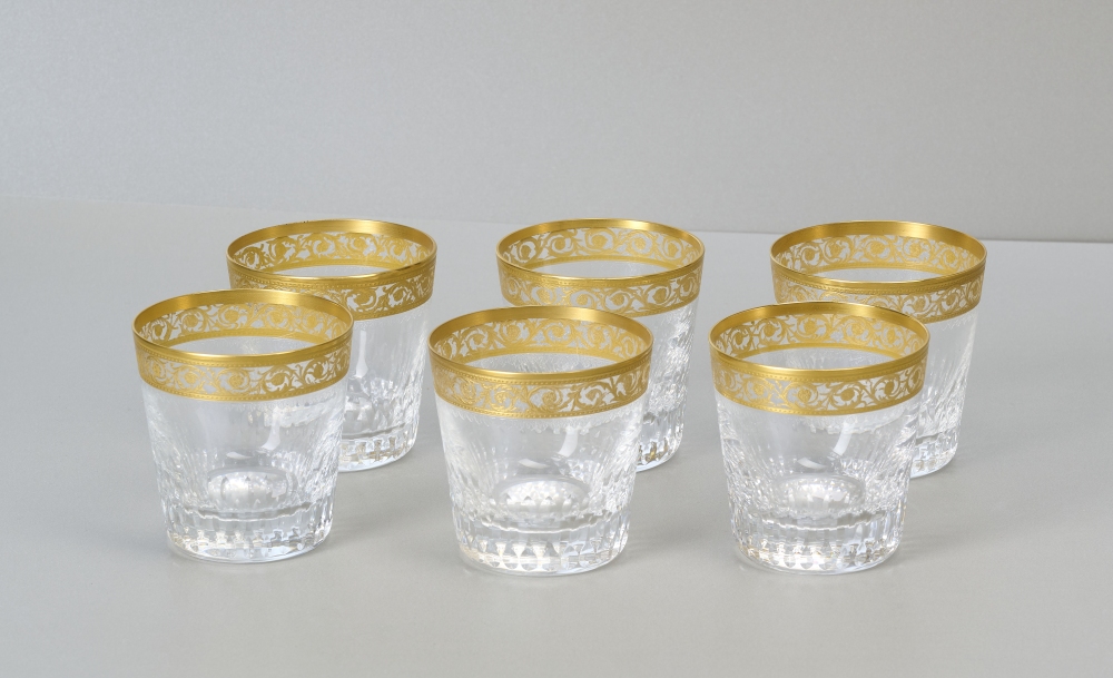 Saint Louis Thistle Gold, 6 Whiskeygläser mit Ätzmarke