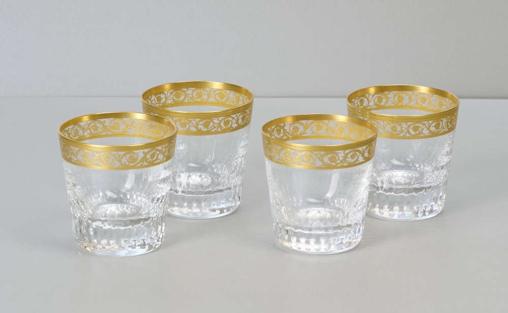Saint Louis Thistle Gold, 4 Whiskeygläser, mit Ätzmarke