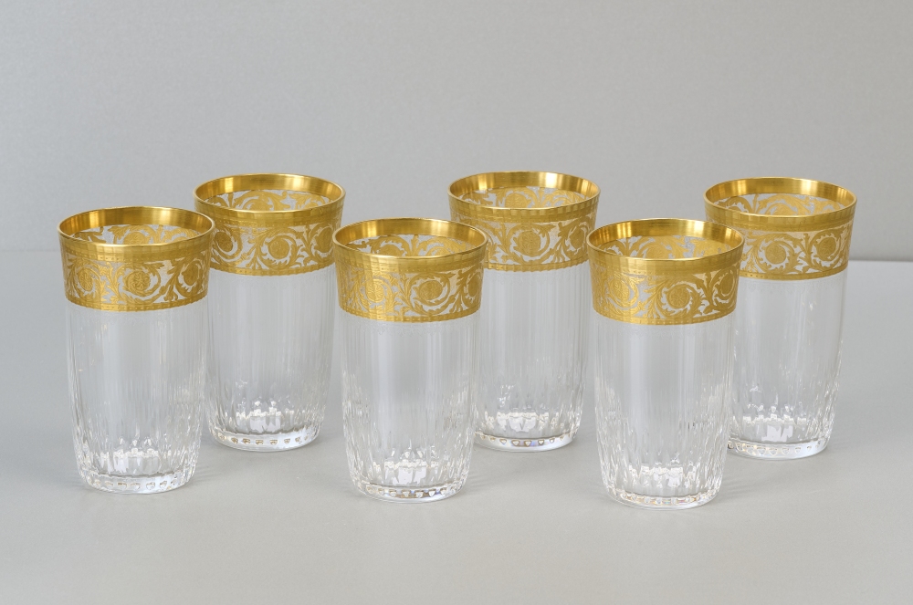 Saint Louis Thistle Gold, 6 Wassergläser, mit Ätzmarke