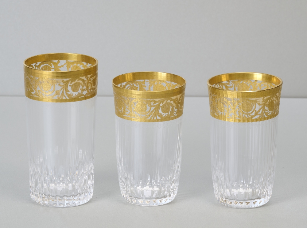 Saint Louis Thistle Gold, 3 Wassergläser, mit Ätzmarke
