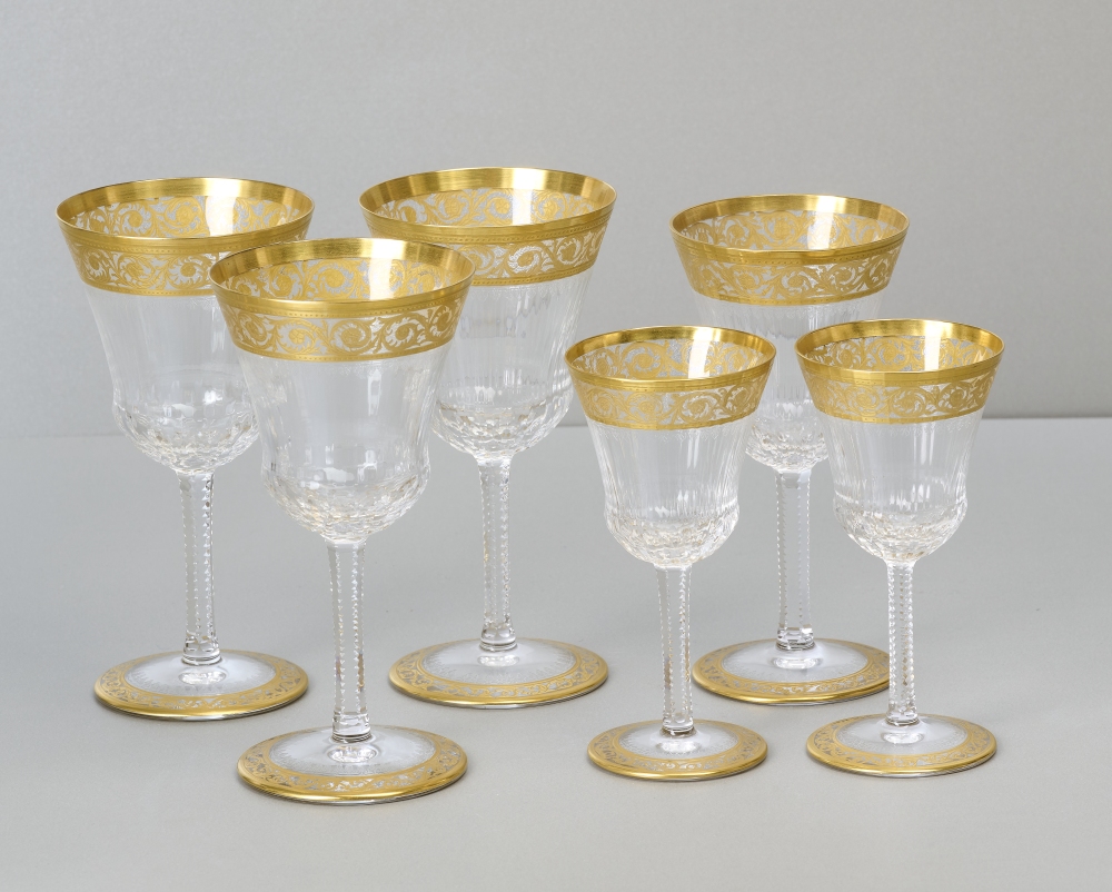 Saint Louis Thistle Gold, 6 Gläser verschiedener Größen