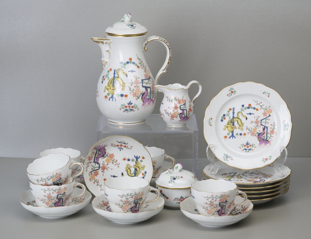 Meissen Kaffeeservice für 6 Personen, reicher gelber Löwe, 1. Wahl Meissen Kaffeeservice für 6 Personen, reicher gelber Löwe, 1. Wahl