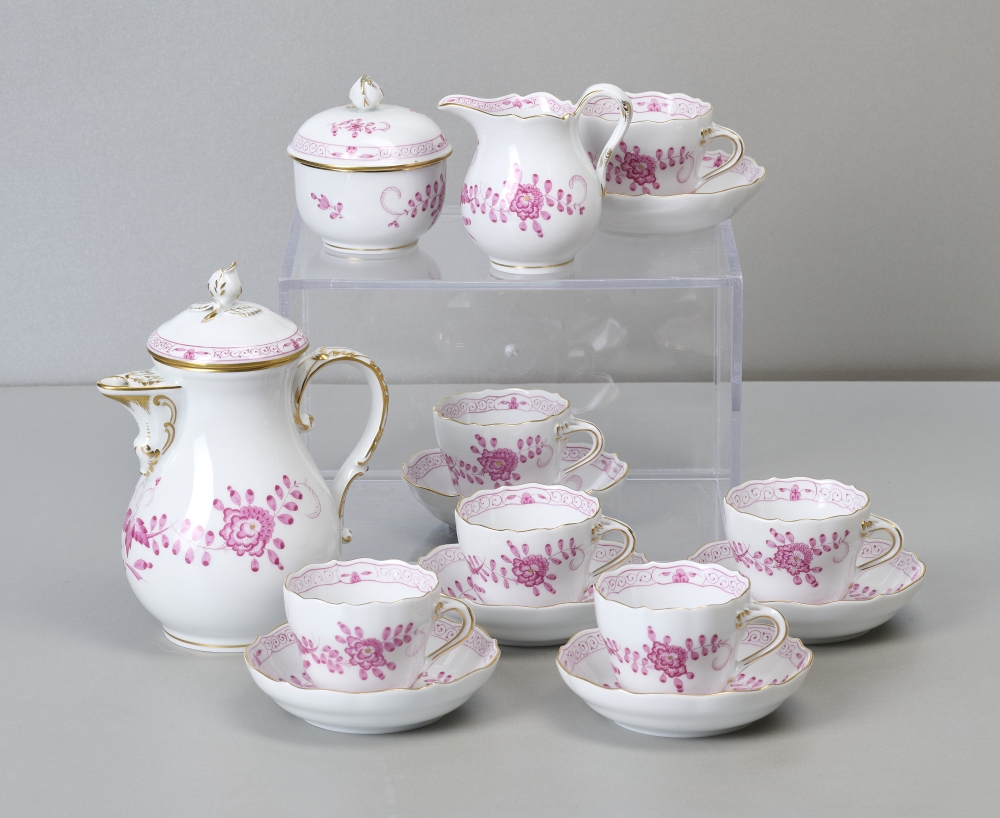 Meissen Mokkaservice 6 Personen, Indische Malerei, 1. Wahl Meissen Mokkaservice 6 Personen, Indische Malerei, 1. Wahl