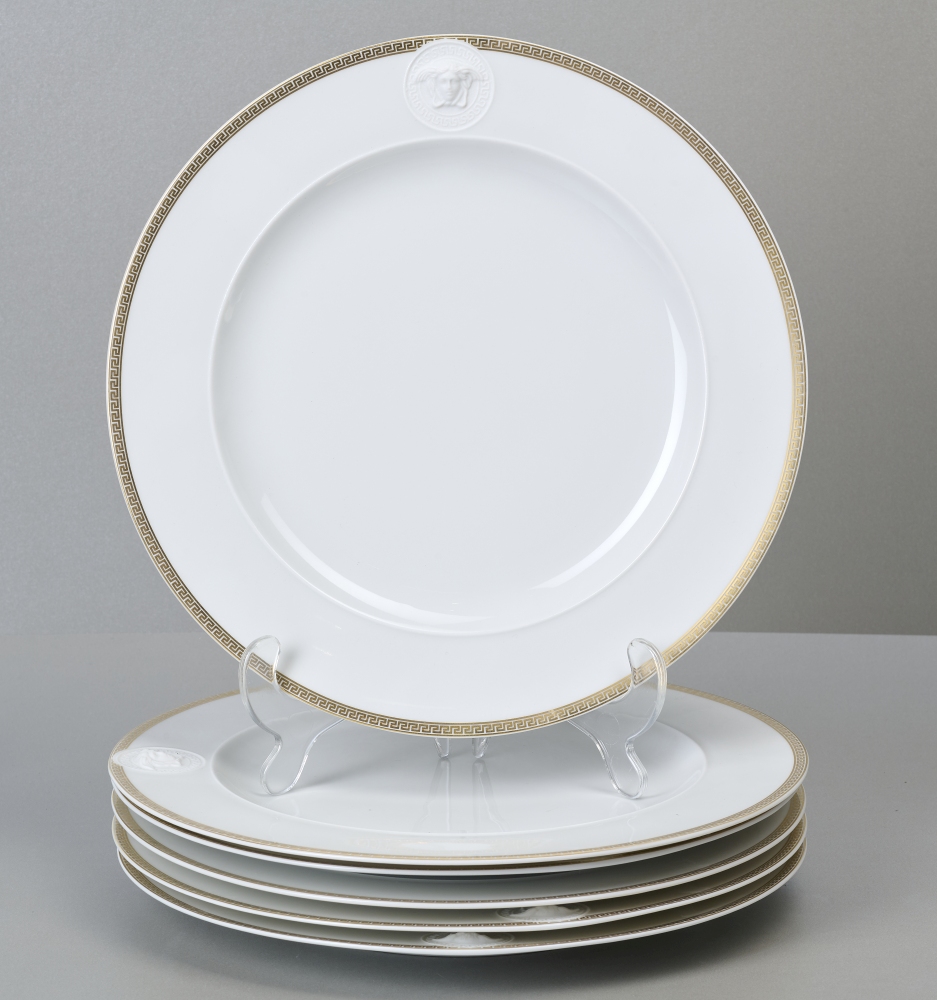 Rosenthal Versace Ikarus, Medaillon Meandre d´or, 6 Speiseteller