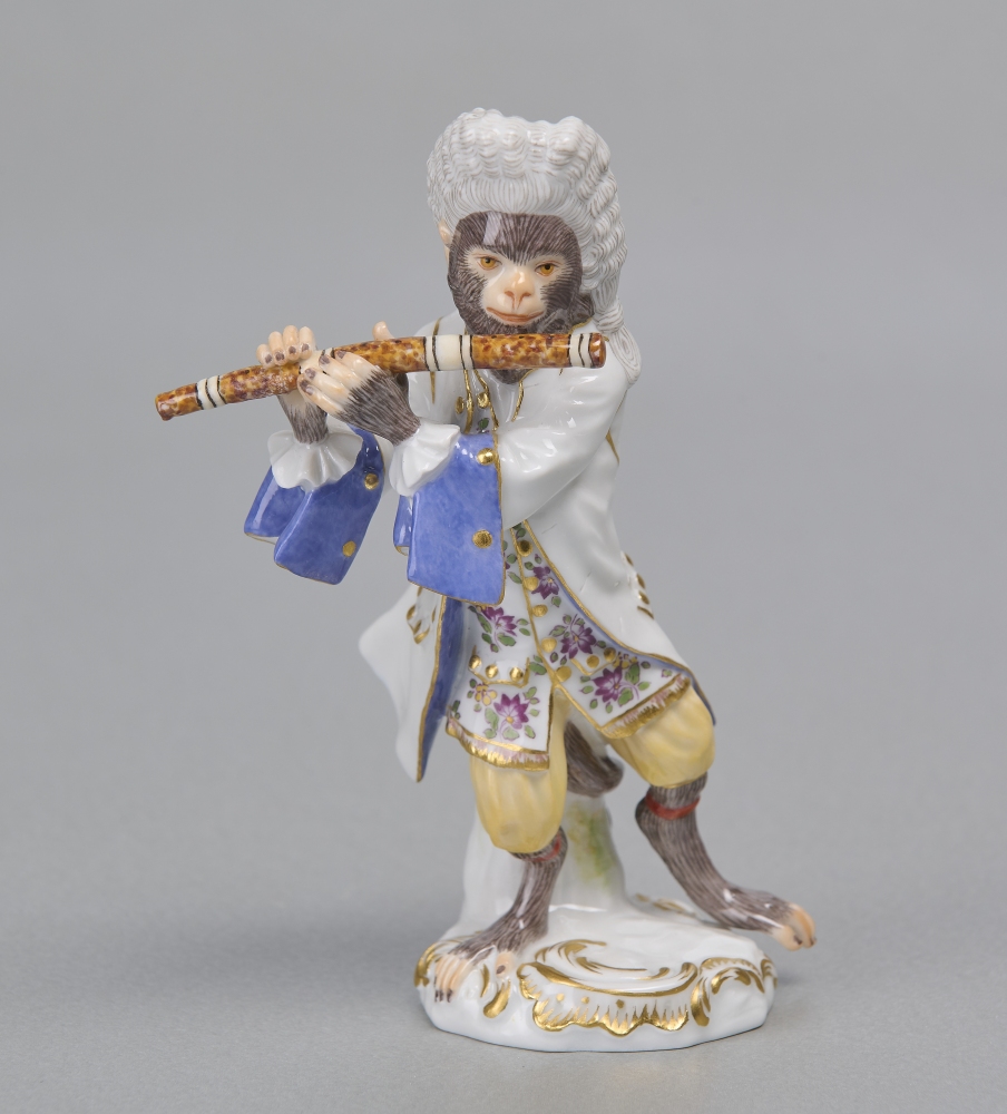 Meissenfigur, Affenkapelle, Flötist, 1. Wahl Meissenfigur, Affenkapelle, Flötist, 1. Wahl